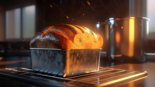 新鲜烤出的大面包背景图片