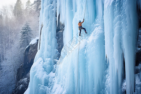 极限运动登山者冰上攀登图片