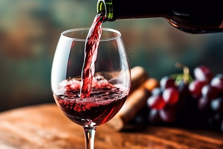 葡萄红酒倒红酒动作红酒玻璃杯插画