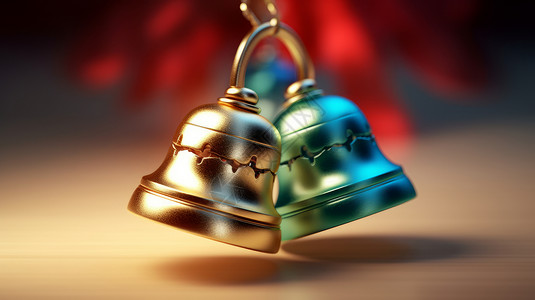 彩色圣诞装饰彩色金属质感铃铛插画