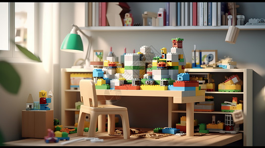 儿童桌子上的积木玩具背景图片