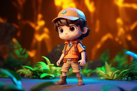 森林探险的小男孩子户外露营皮克斯背景图片