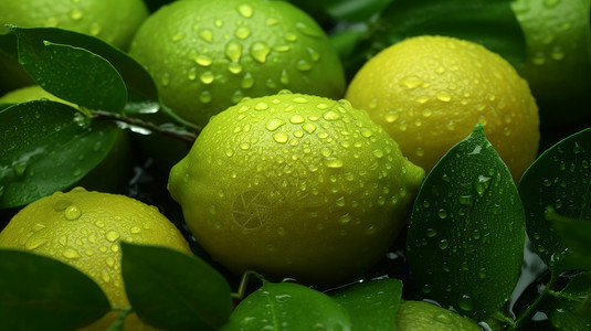 绿柠檬绿色柠檬实新鲜水果拍插画