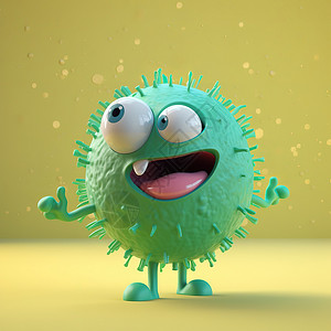 生物医疗健康可爱化的小病毒医疗生物插画