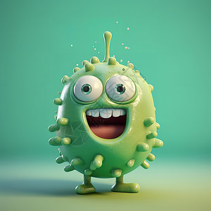 细菌卡通可爱化的小病毒细菌医疗生物插画
