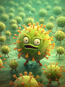 可爱的小病毒插图科幻背景背景图片