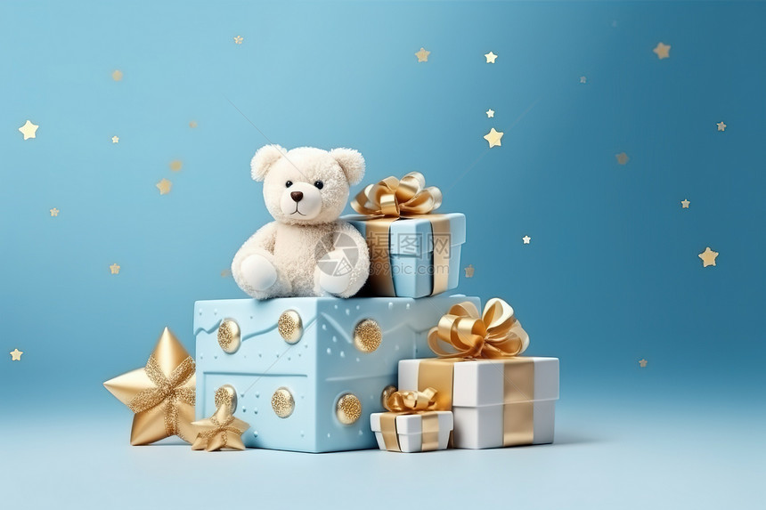 儿童节礼物可爱小熊礼物蓝色图片