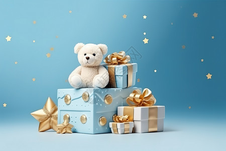 儿童节礼物可爱小熊礼物蓝色图片