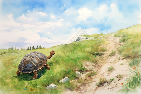 乌龟赛跑龟兔赛跑儿童书籍插图插画