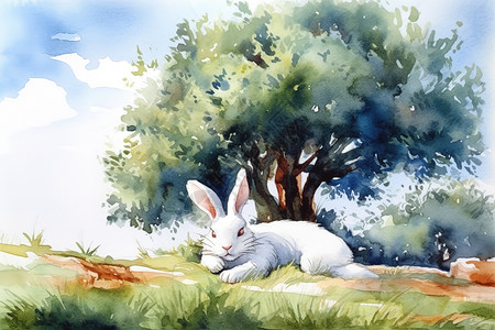 龟兔赛跑儿童书籍插图兔子睡觉图片