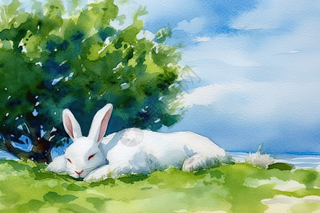 龟兔赛跑儿童书籍插图兔子睡觉图片