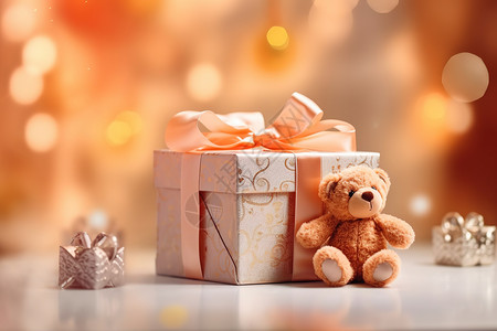精美包装礼盒包装精美的礼盒小熊儿童礼物插画
