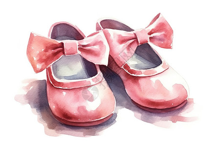 女孩鞋水彩画背景图片