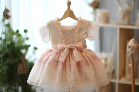 粉白色欧洲小礼服塔过膝裙裙高清图片
