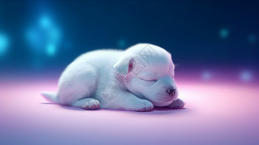 睡着的狗睡着了的可爱的小白狗插画