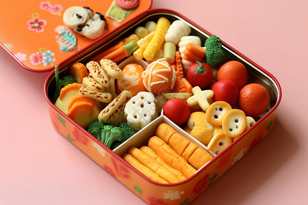 便当盒饭儿童盒饭美味食物可爱装饰插画