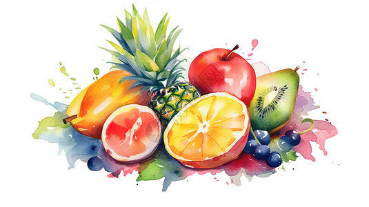 夏季水果插图背景图片
