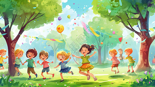 6月节日海报儿童节欢乐的孩子们插图插画