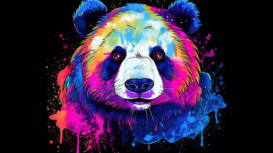 漫画熊熊猫头T 恤设计卡通插图插画