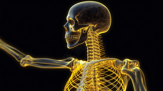 荧光灯下的人体骨架高清图片