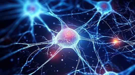 大脑神经系统人类大脑神经元连接3D概念图插画