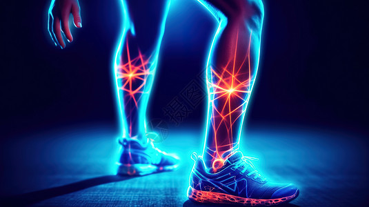 运动脚小腿运动损伤概念图插画