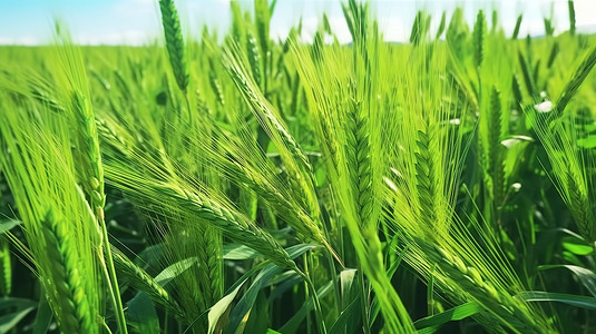 麦田里生长的青小麦背景图片