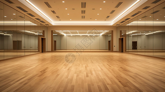 三面镜子的无人舞蹈教室背景图片