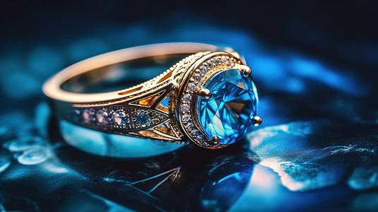 生命宝贵宝贵的蓝宝石戒指插画