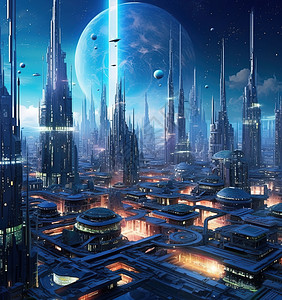 未来城市星球背景图片