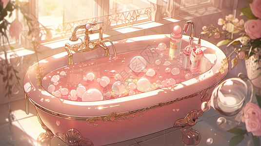 唯美的洗澡浴缸背景图片