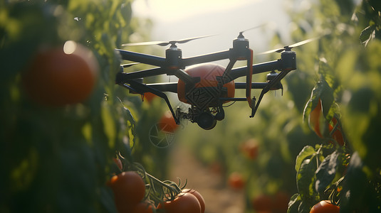 无人机制造番茄采集无人机插画