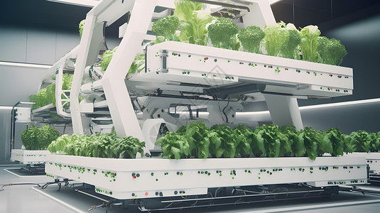 机蔬菜自动化蔬菜种植机器插画
