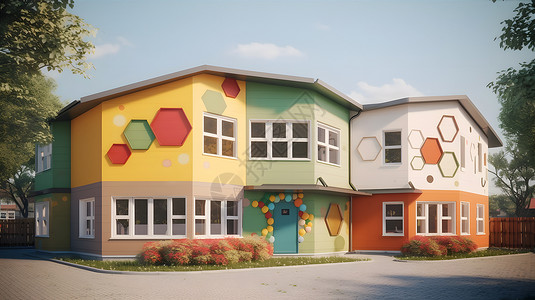 建筑机构惹人喜爱的幼儿园插画