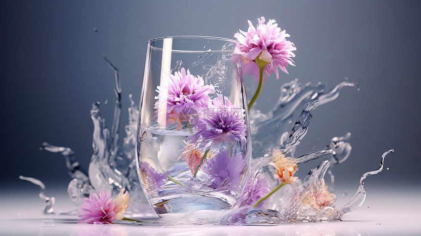 玻璃杯里的鲜花图片