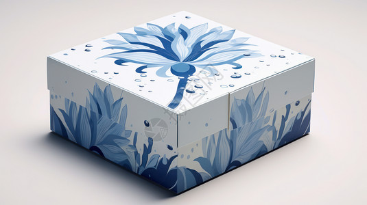 淡雅蓝色青花礼物盒背景图片