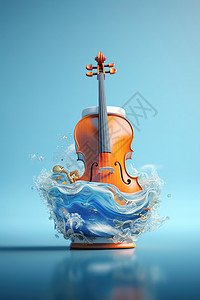 种碗装小提琴在碗装中的海浪中插画