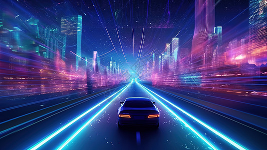 电子汽车素材科幻的未来灯光通道插画