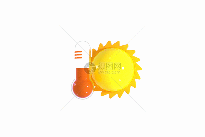 创意C4D高温橙色预警天气图标GIF图片