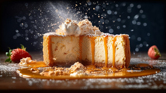 奶油奶酪和蜂蜜美味的奶油蛋糕插画