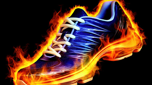 运动鞋的火焰背景图片