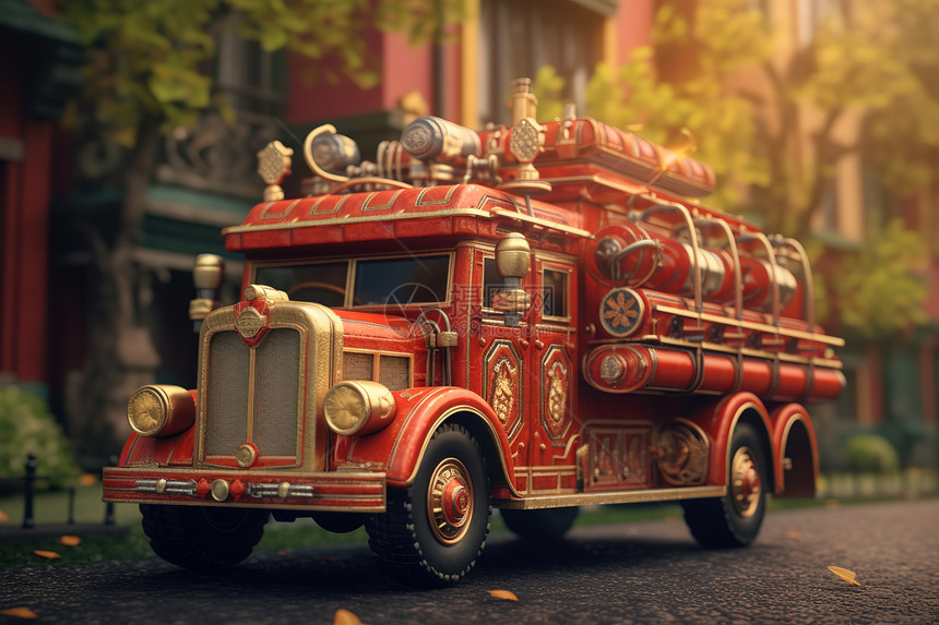 可爱消防车模型玩具3D图片