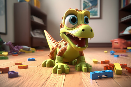 儿童玩具房间3D恐龙玩具背景图片