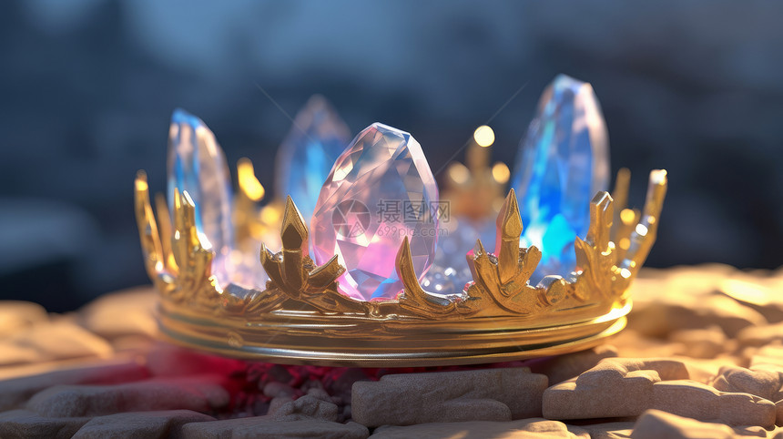 华丽的彩色水晶皇冠图片