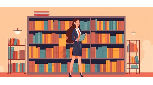 图书女素材插画风格简化图书律师插画