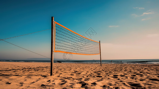 夏天沙滩海边排球网图片