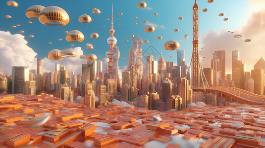 3D未来超现实场景模型背景图片