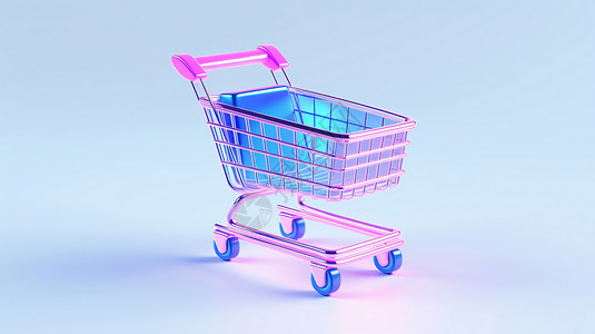 金属购物车购物车粉色金属质感卡通立体购物车设计图片