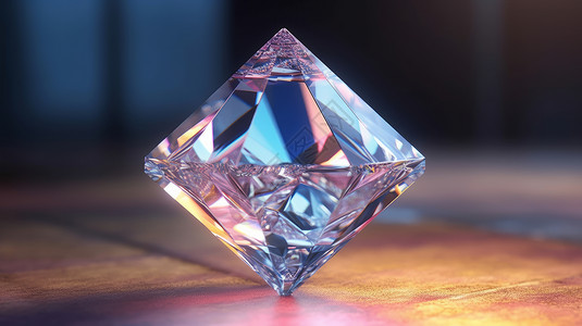 透明立体水晶多边形卡通大钻石背景图片