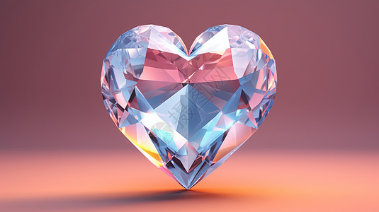 钻石形状粉色透明爱心形状卡通大钻石插画